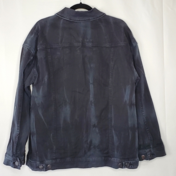 Free People Oversized Jean Jacket Size M Black Wash Faded Denim Grunge Western - Picture 4 of 13